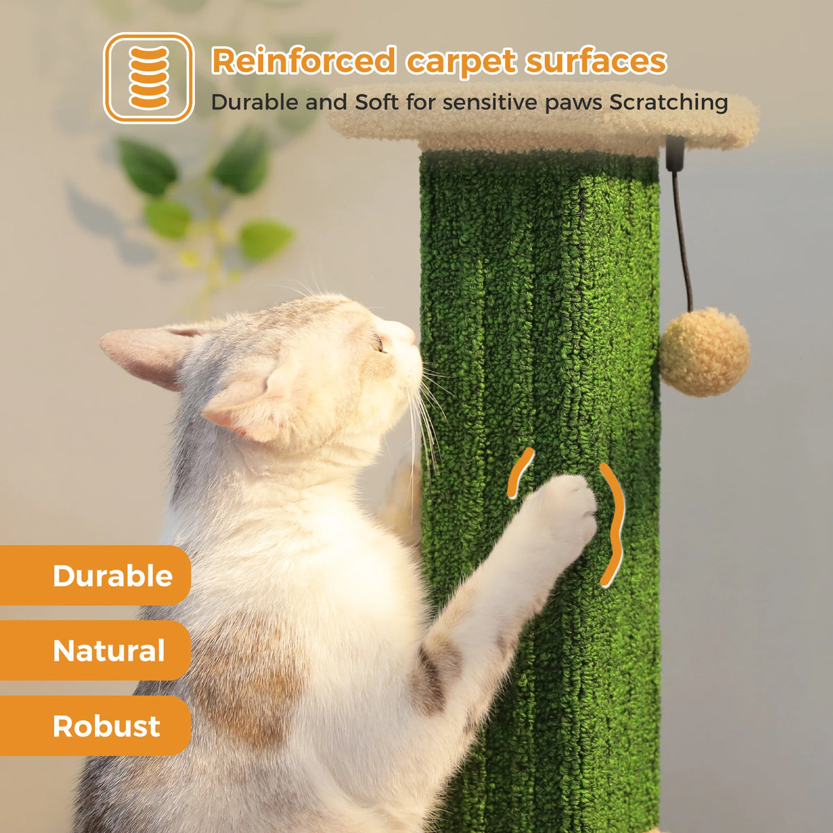 Tall Sisal Cat Scratching Post with Dangling Ball
