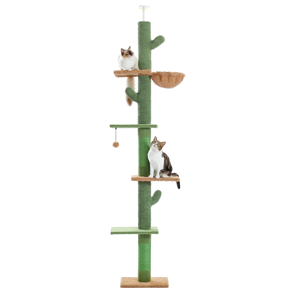 Cactus Cat Tree Floor to Ceiling Cat Tower with Sisal Scratching Post,Comfortable Hammock for Multi-Cat Homes,Cat Accessories Whispering Desires Shoppe
