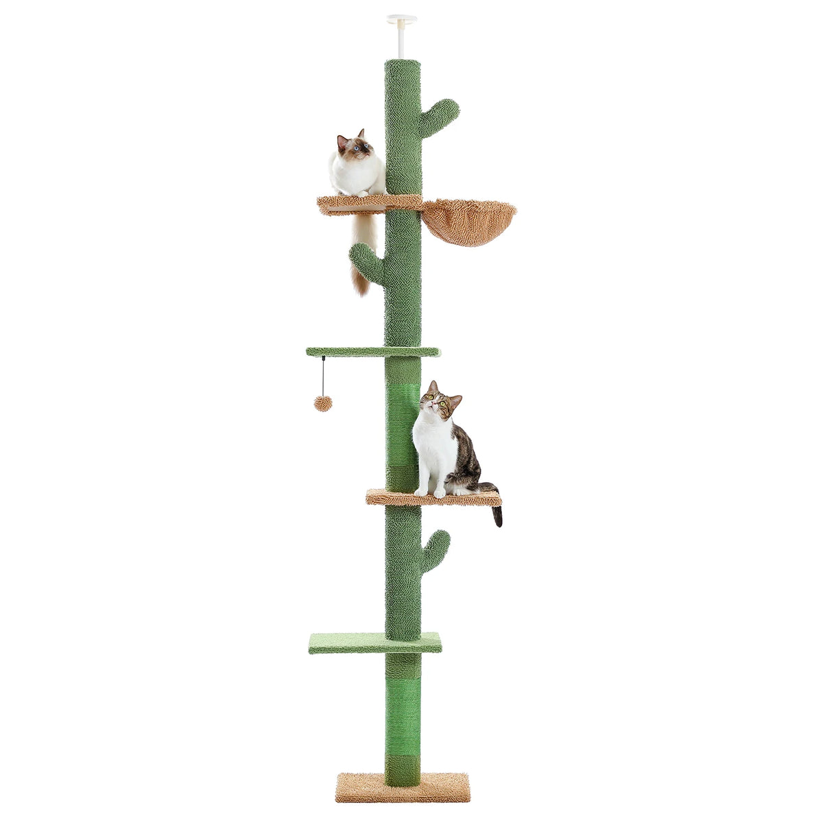 Cactus Cat Tree Floor to Ceiling Cat Tower with Sisal Scratching Post,Comfortable Hammock for Multi-Cat Homes,Cat Accessories Whispering Desires Shoppe
