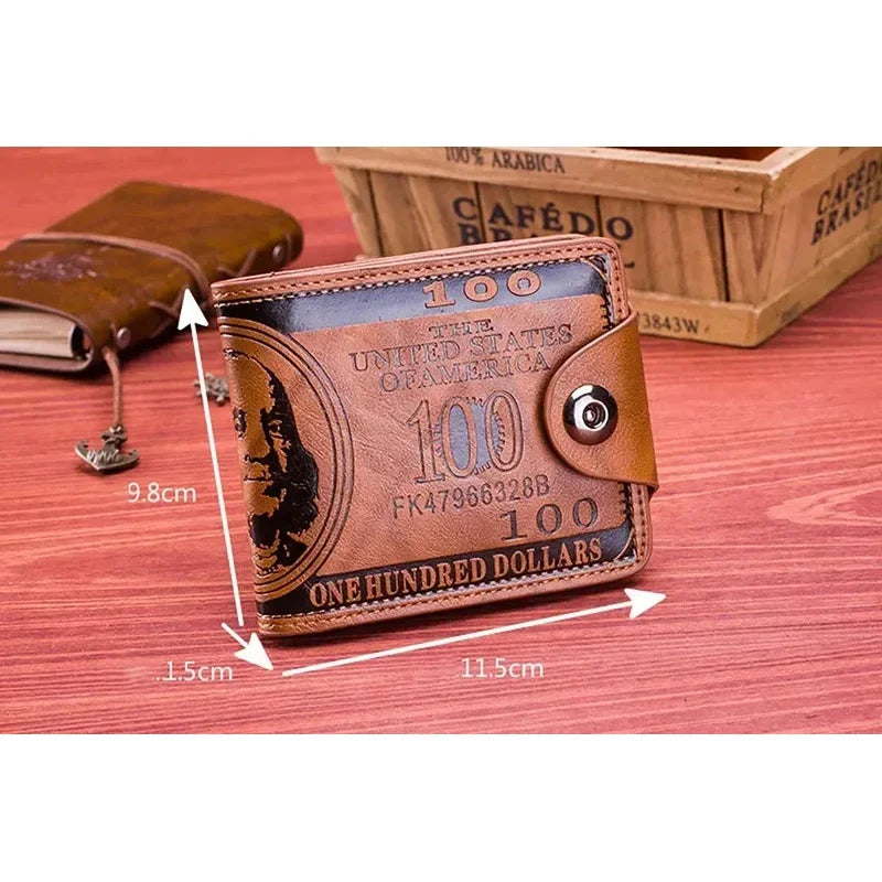 Men's $100 Bill Print PU Bifold Wallet