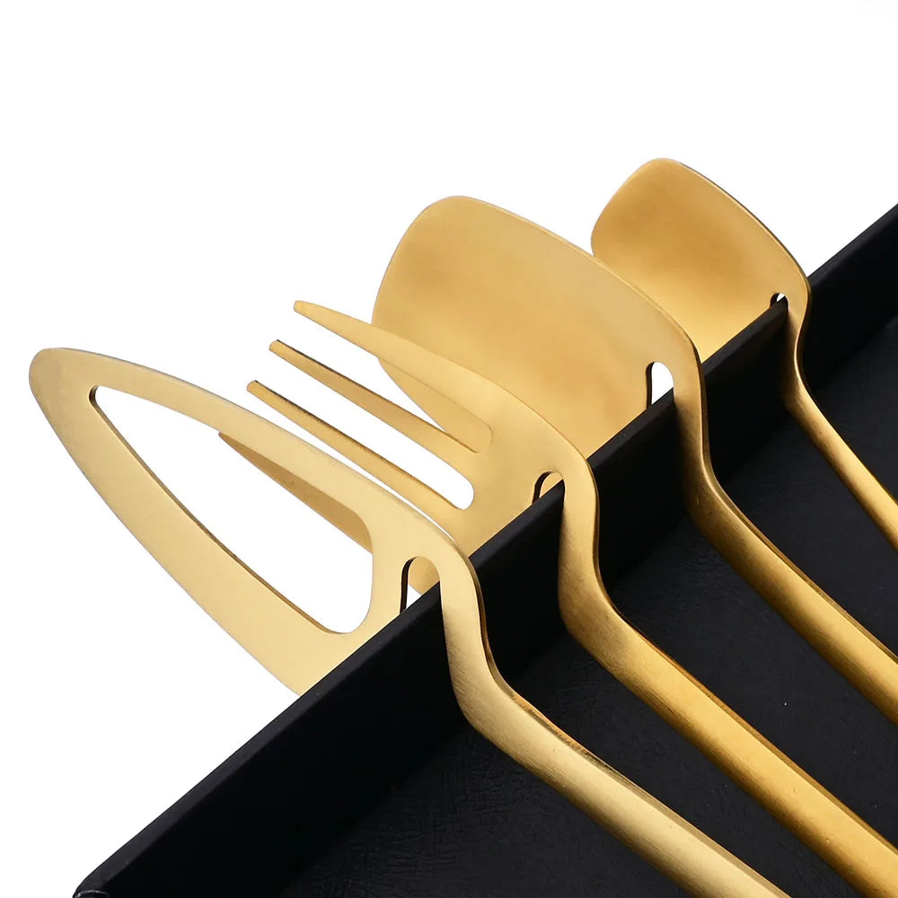 JANKNG Matte Stainless Steel Flatware — 32 Pieces