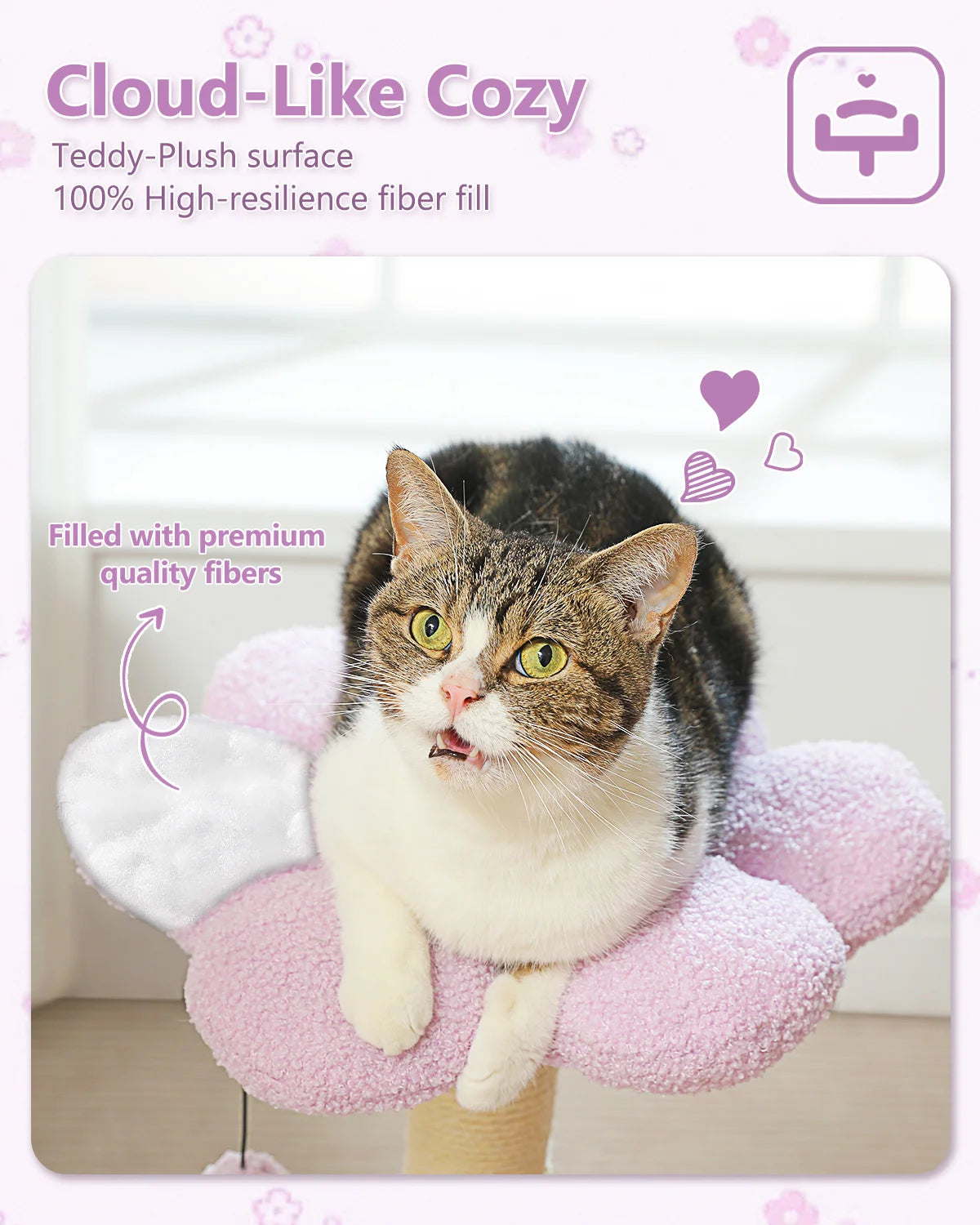 71cm Flower Cat Tree with Hammock & Scratching Post