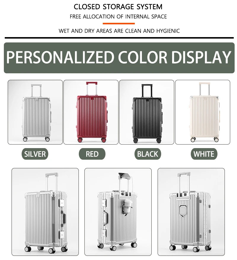 BunnyFly Suitcase Travel Suitcase Men Women 20 Carry-On Luggage Women PC Aluminum Frame Trolley Case TSA Password Lock Whispering Desires Shoppe