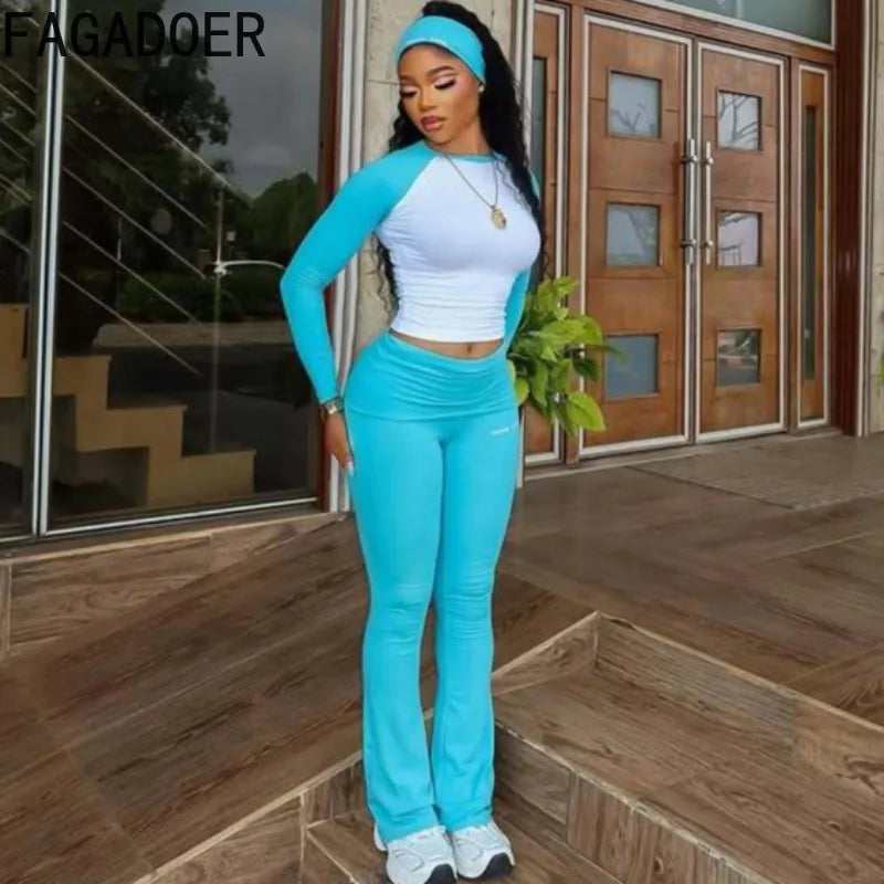 Women's Long-Sleeve Crewneck Top and Pants Set