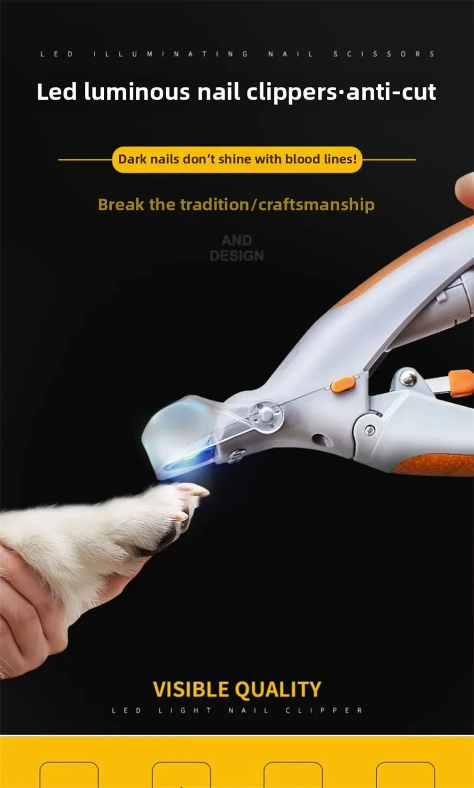 LED Pet Nail Clippers with 5X Magnifier