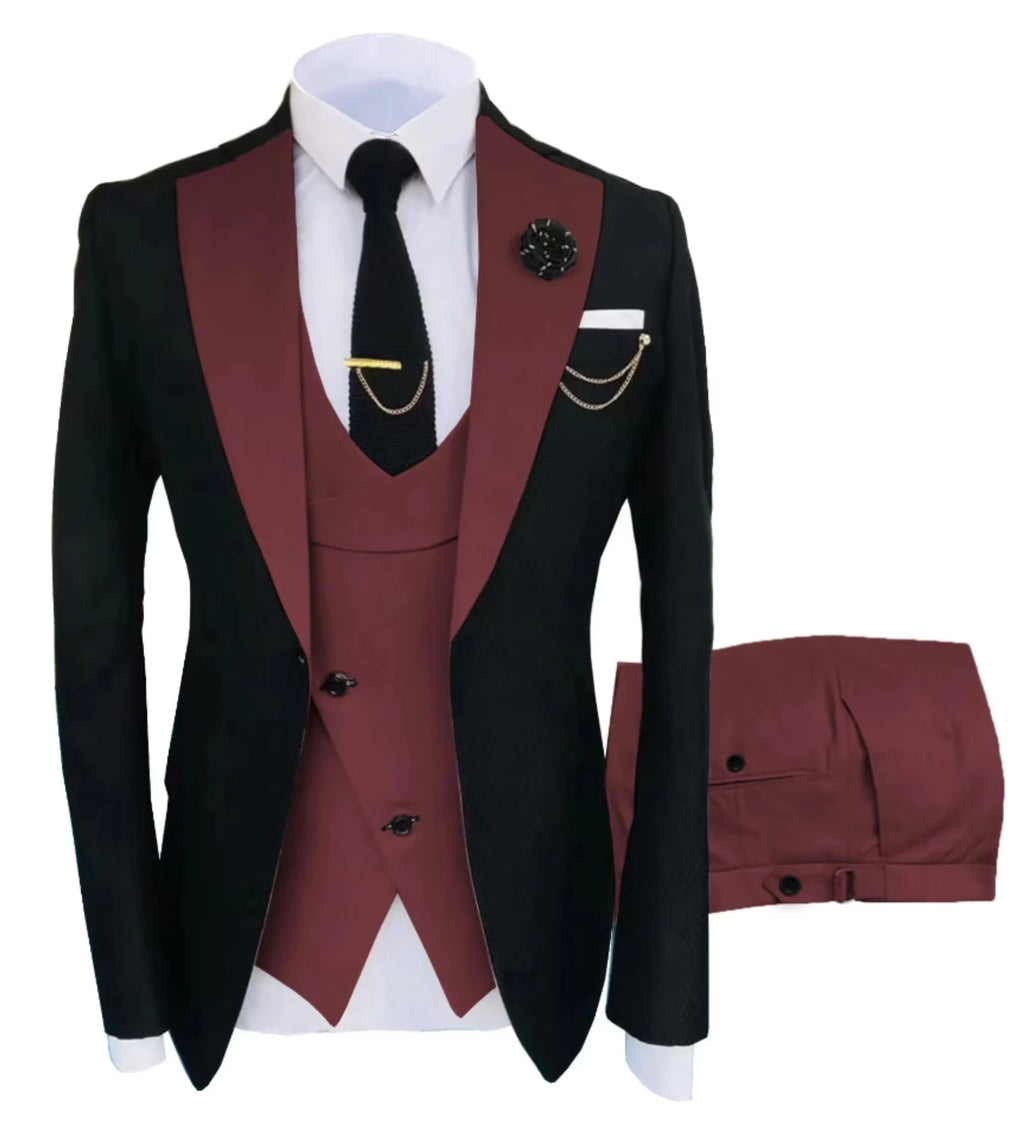 Men's Three-Piece Wedding Suit – Jacket, Vest & Pants
