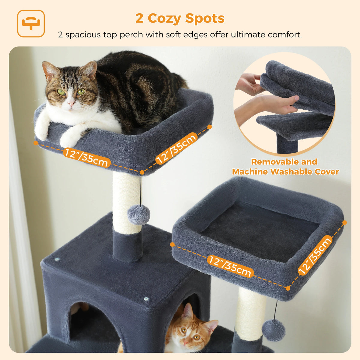 184cm Cat Tree with Hammock, Condo & Scratching Posts