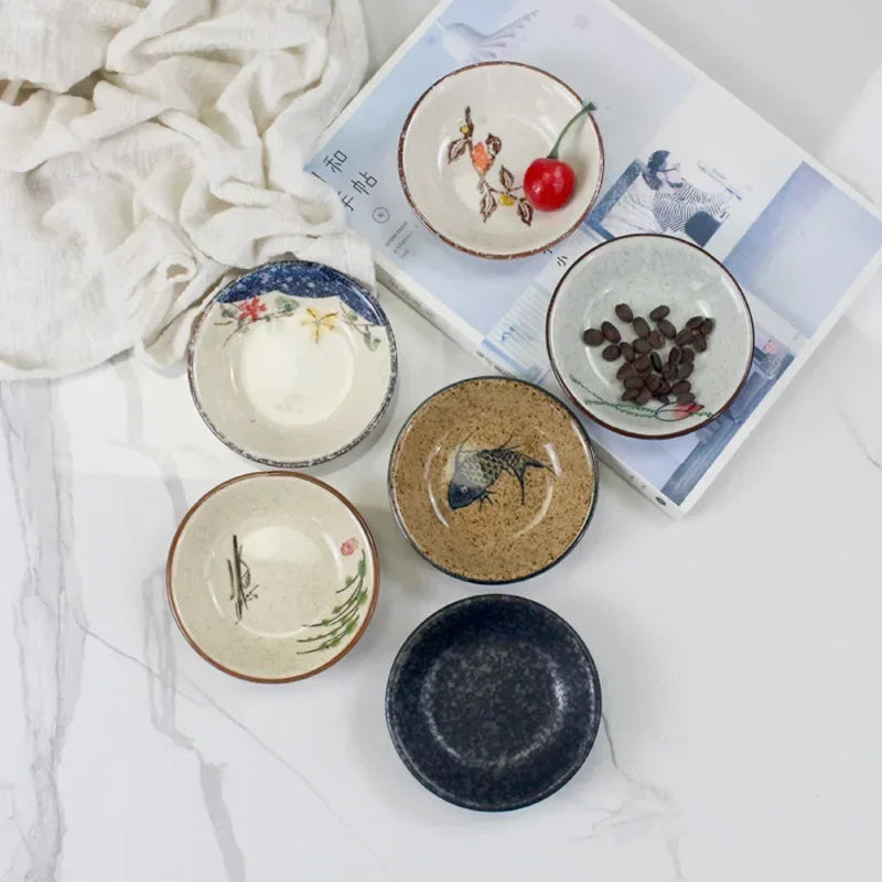 Flower and Bird Ceramic Sauce Dish — 9.5 cm