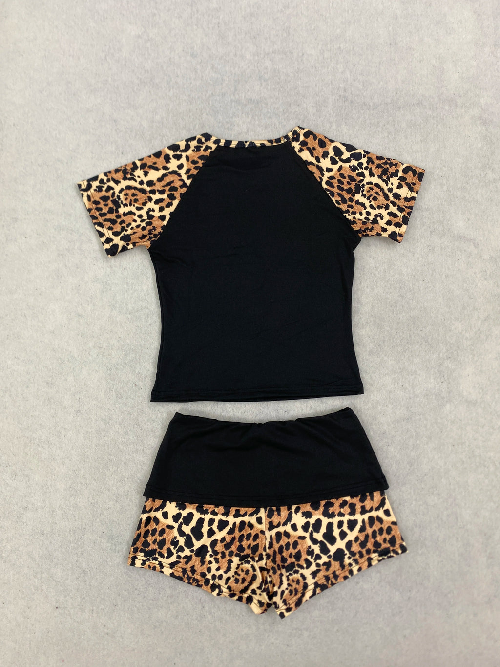 Women's Leopard-Patchwork Tee and Shorts Set