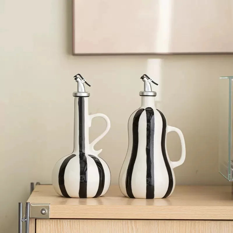 Decorative Ceramic Oil and Vinegar Dispenser