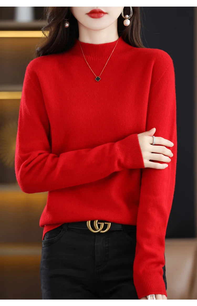 Women's Wool Mock-Neck Knit Sweater