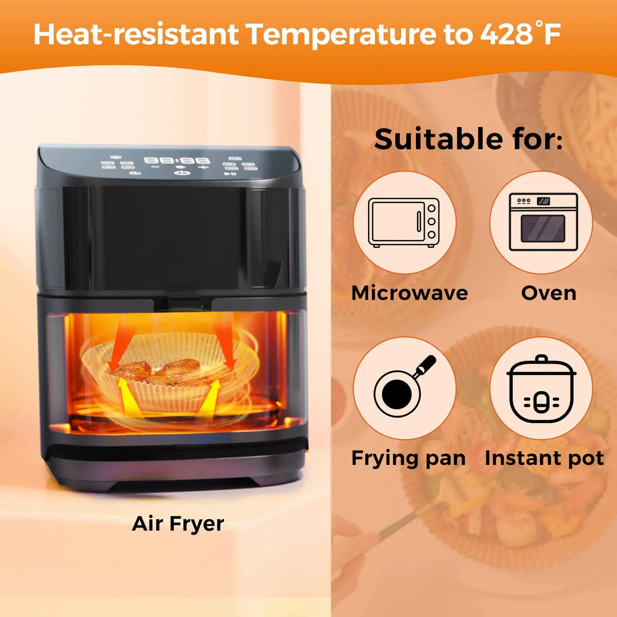 Square Parchment Air Fryer Liners, 200 Count