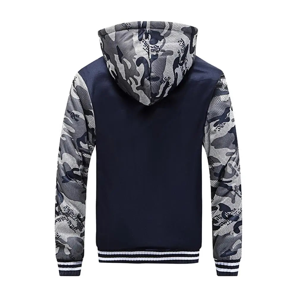 WHWR Men's Camouflage Hooded Zip-Up Jacket
