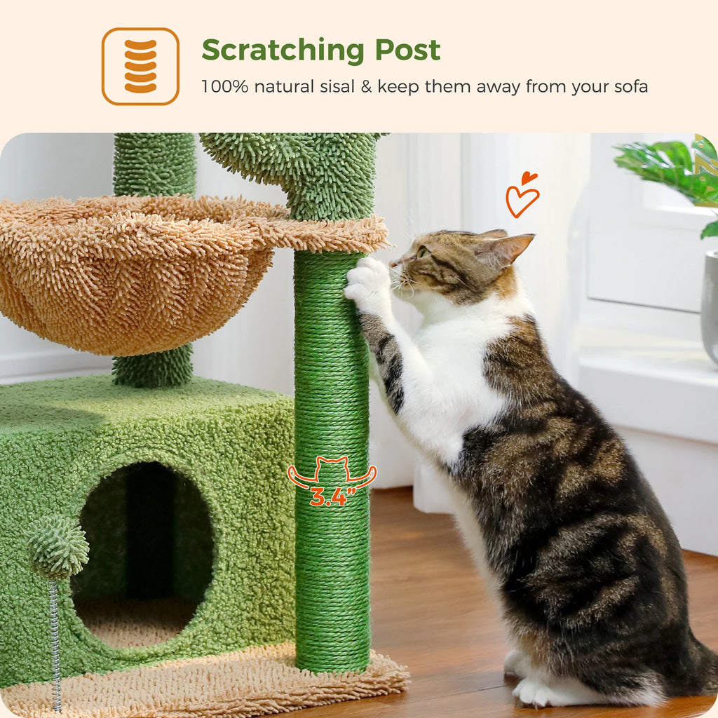 83cm Cactus Cat Tree with Condo & Hammock