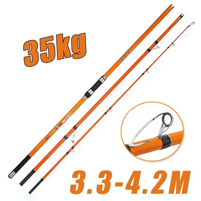 Three-Piece Carbon Surf Rod — 3.3–4.2 m