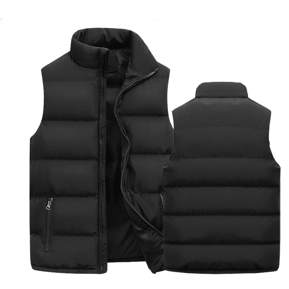 Men's Cotton-Lined Zip-Up Sleeveless Vest