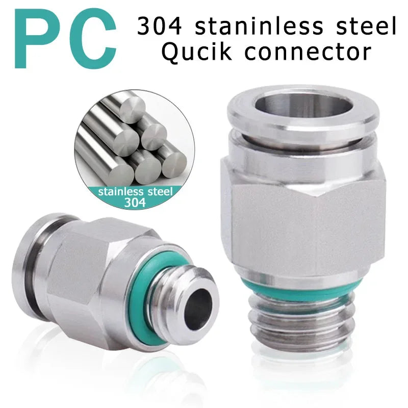 304 Stainless Steel Pneumatic Connectors — Assorted Packs