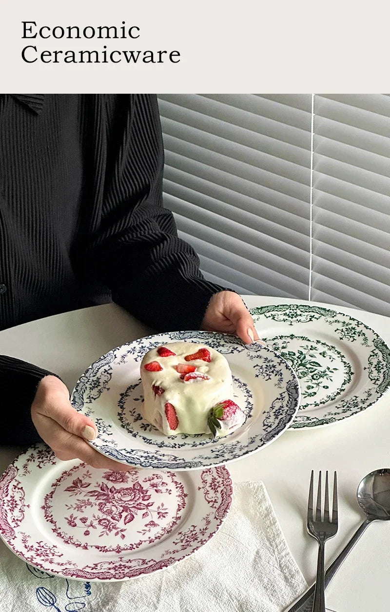 Vintage Rose Ceramic Plates — 20 or 25 cm