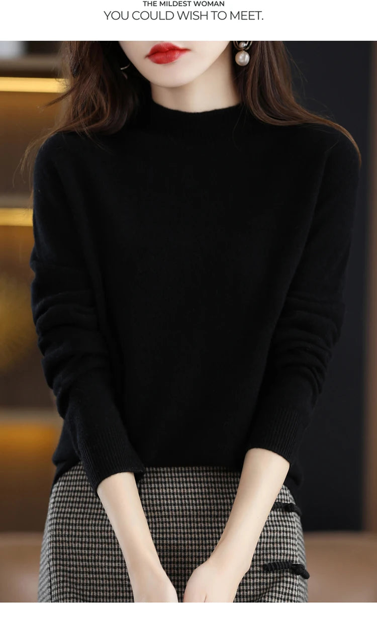 Women's Wool Mock-Neck Knit Sweater