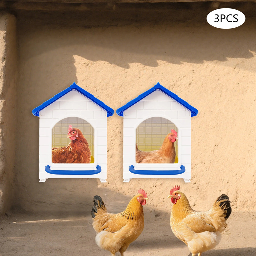 Plastic Chicken Nesting Boxes with Pads, 3-Pack