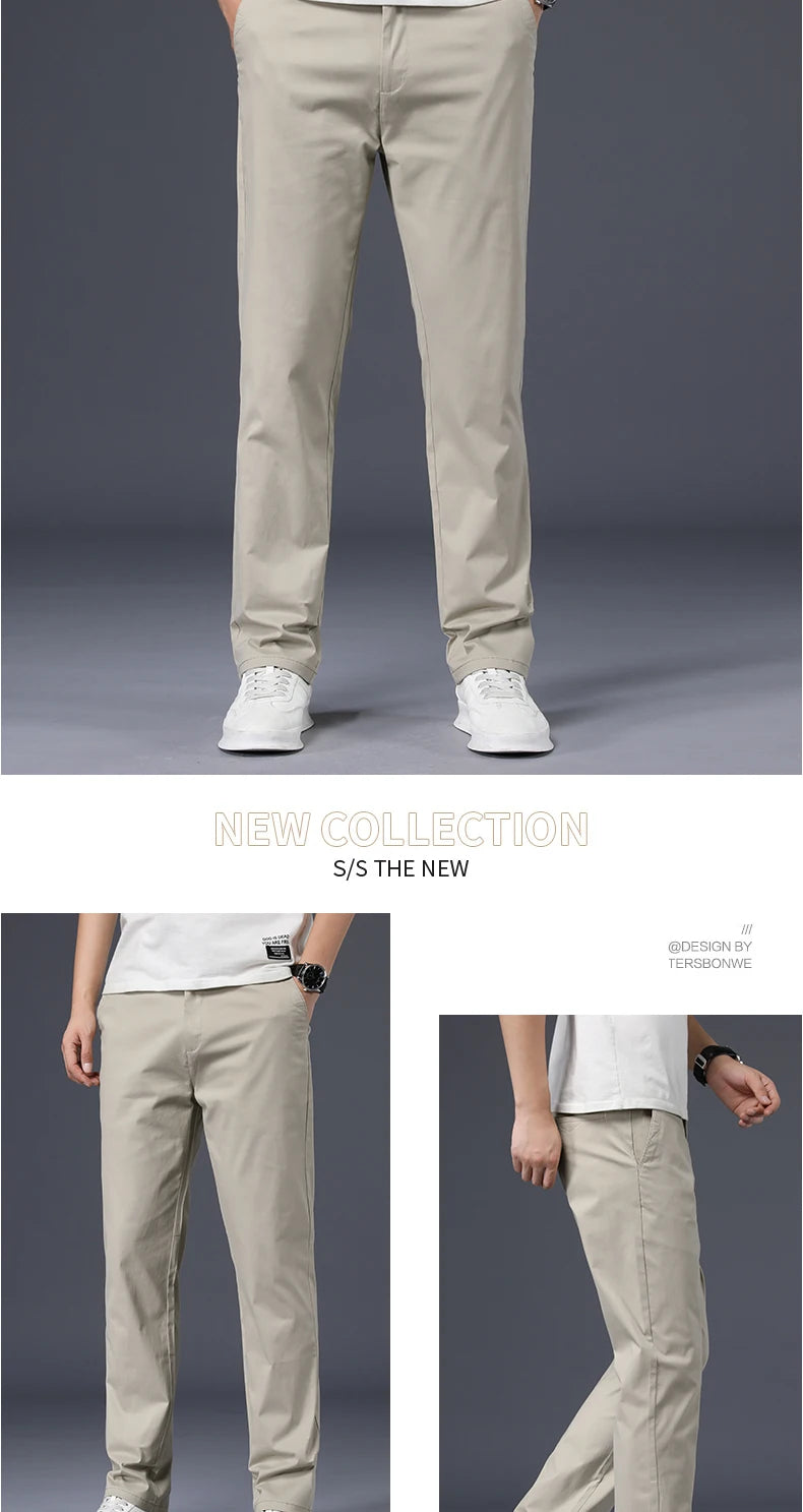 Men's Cotton-Blend Straight-Leg Stretch Pants