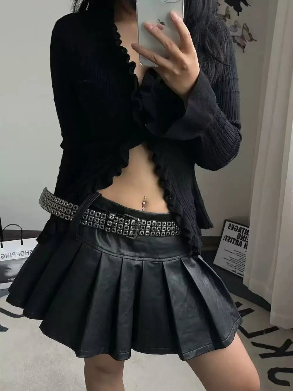 Unisex Punk-Style Studded PU Belt