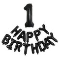 Black Number & Happy Birthday Foil Balloon Set
