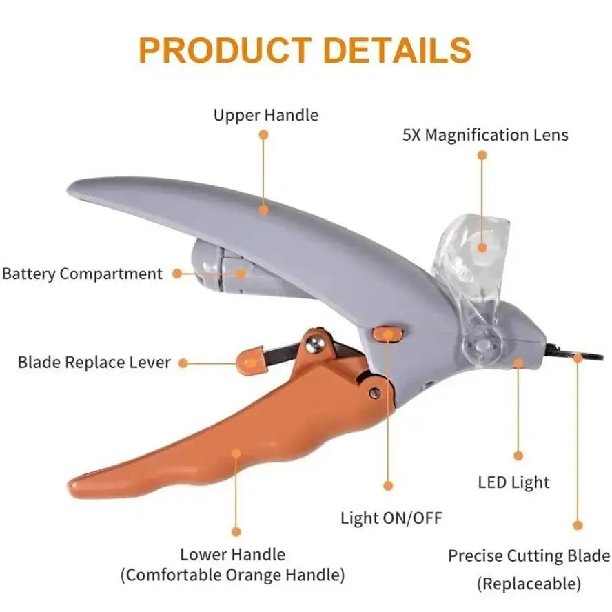 LED Pet Nail Clippers with Stainless Steel Blade
