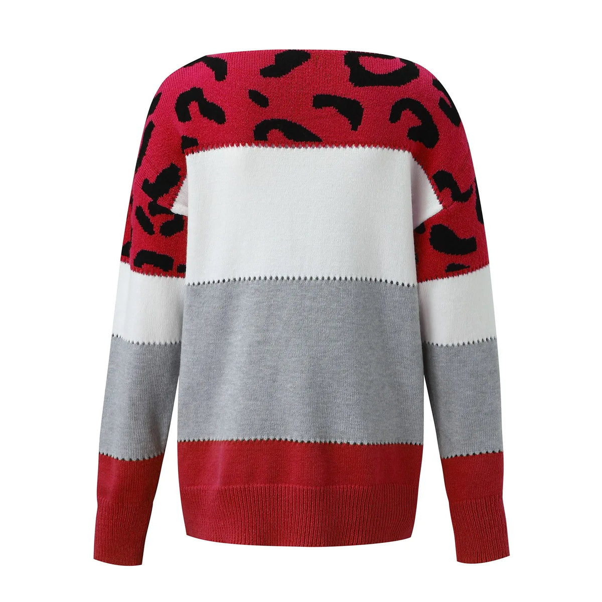 Women Sweaters Contrast Leopard Color Pullovers Loose Autumn Winter Long Sleeve Sweater Jumper Pull Femme Knitwear Oversized Dsers