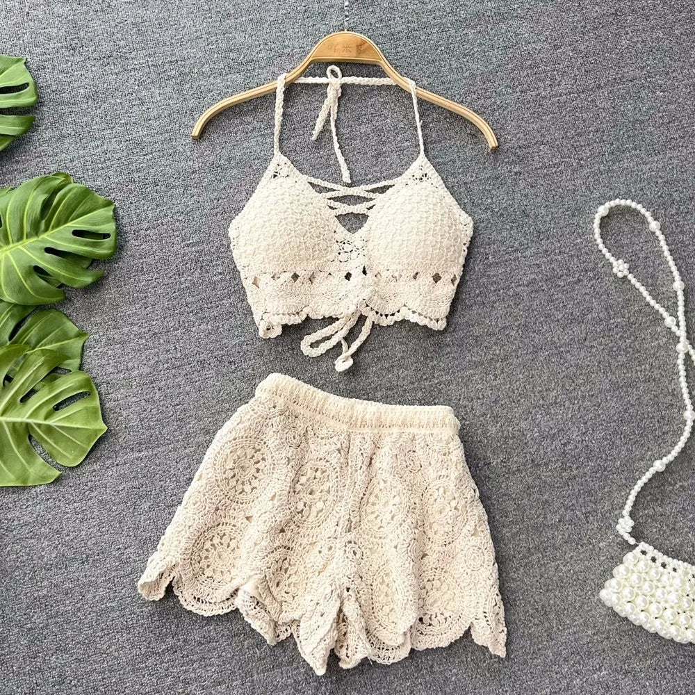SINGREINY Knit Cami & Shorts Set