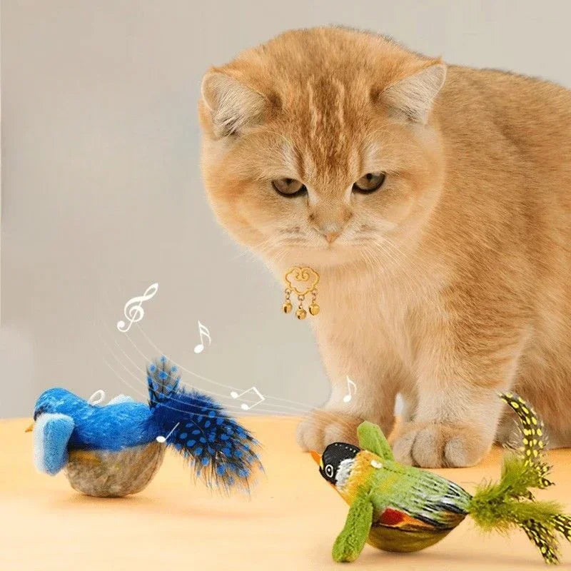 Wall-Mounted Sound-Activated Plush Bird Cat Toy