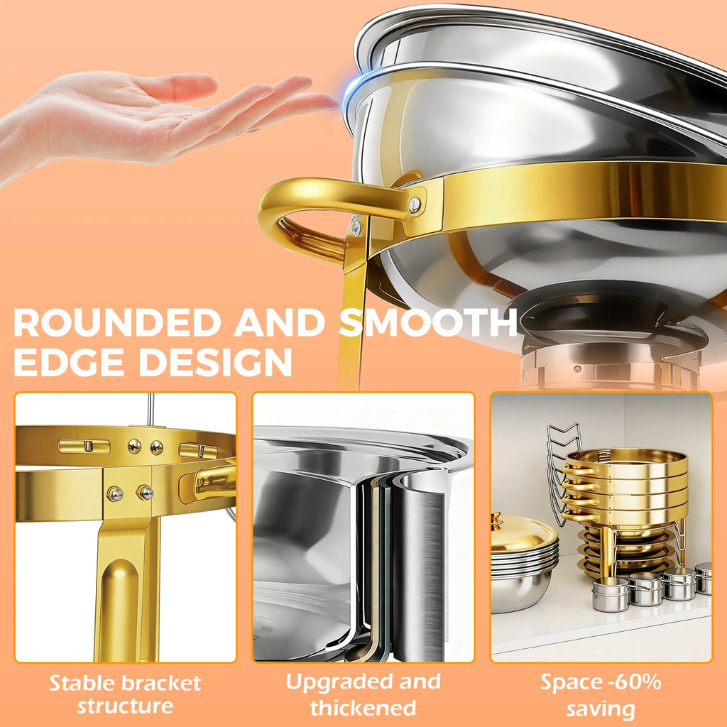 Round Stainless Steel Chafing Dishes — Assorted Packs