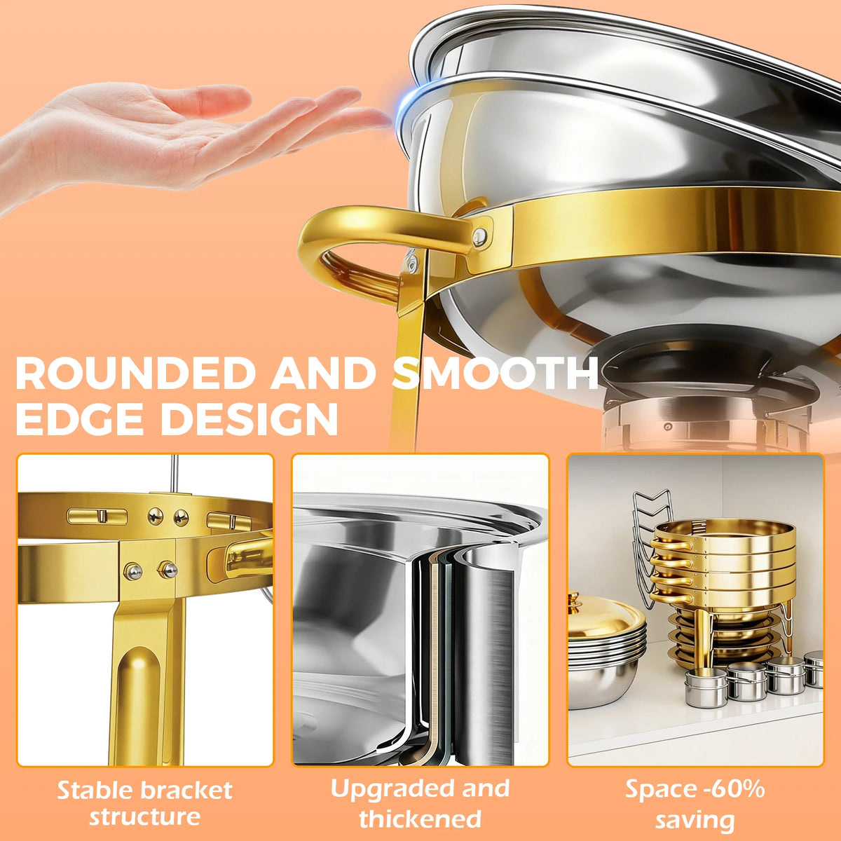 Round Stainless Steel Chafing Dishes — Assorted Packs