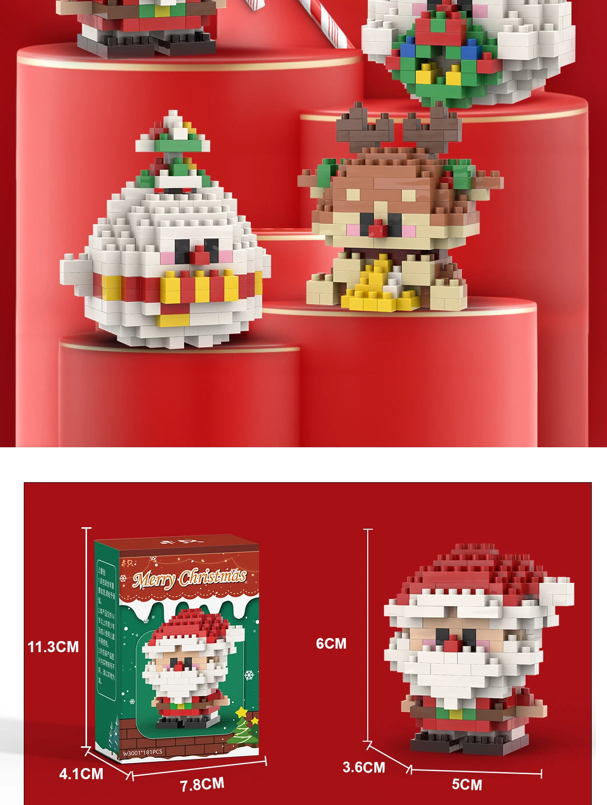 Santa & Reindeer Holiday Micro Building Block Sets