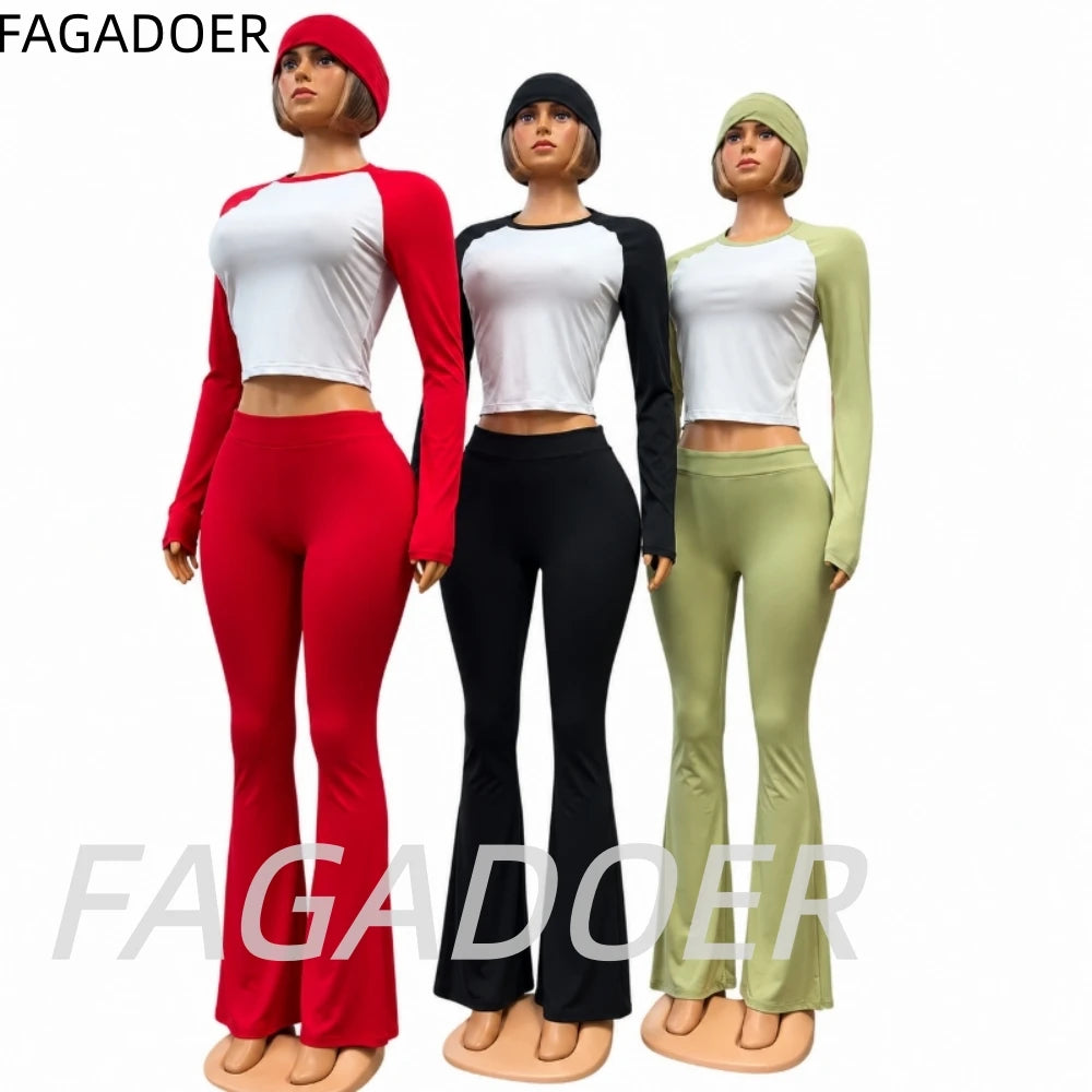 Women's Long-Sleeve Crewneck Top and Pants Set