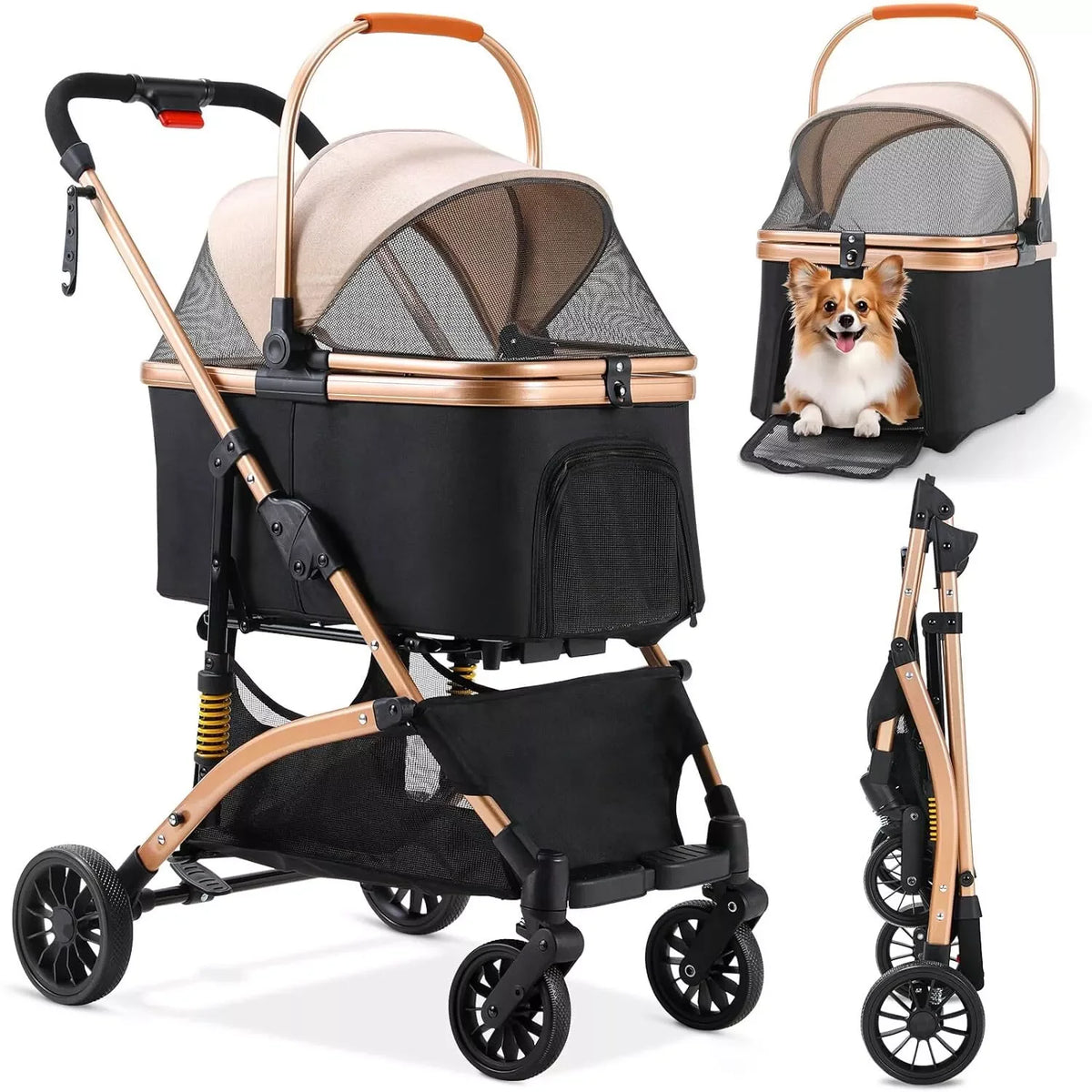 Two-in-One Folding Pet Stroller & Carrier
