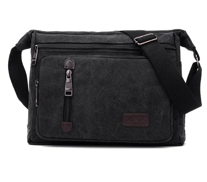 Unisex Canvas Multi-Pocket Crossbody Satchel