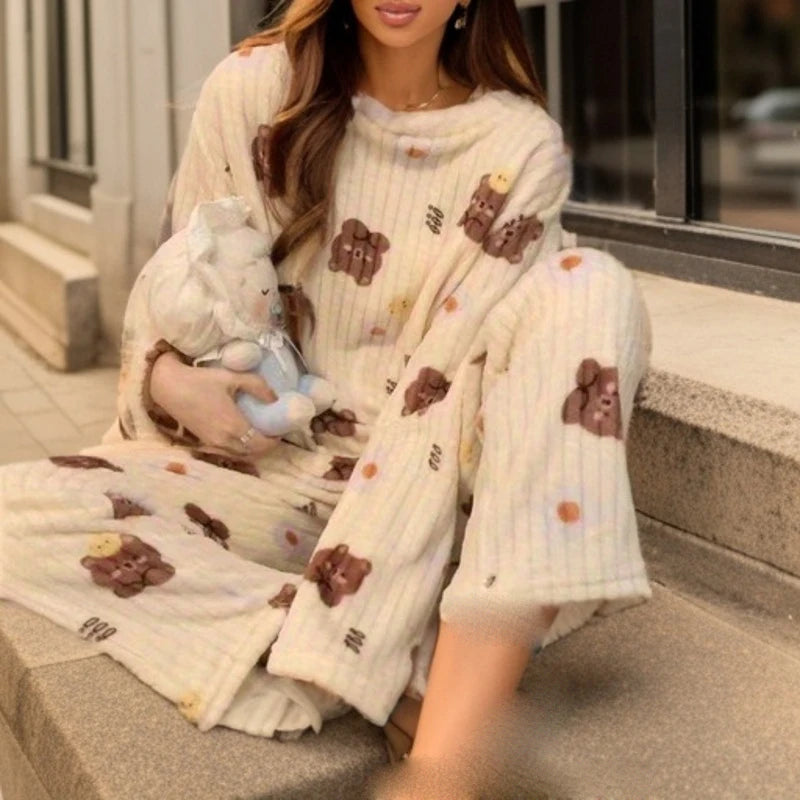 Women's Cotton-Blend Long-Sleeve Pajama Set