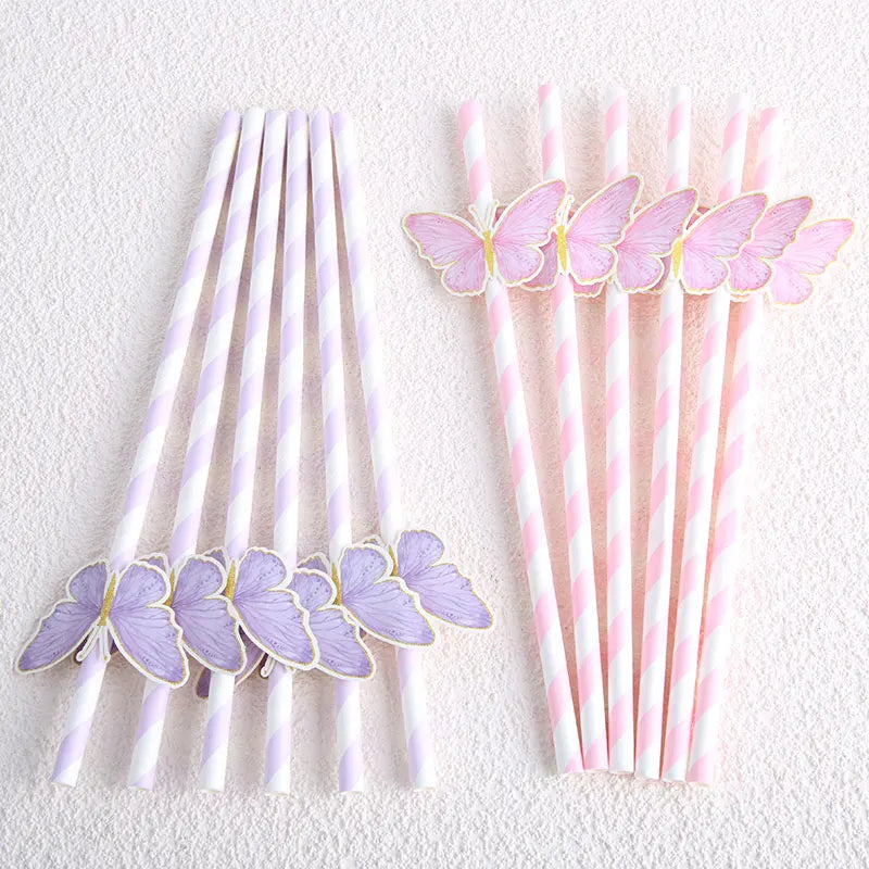 Butterfly Paper Party Straws, 6/12/24 Pack