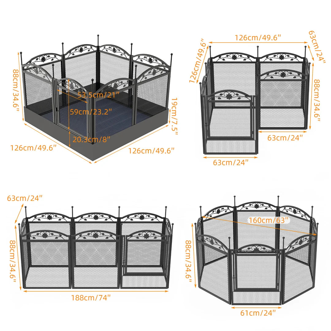BINGOPAW Eight-Panel Metal Dog Playpen with Mat