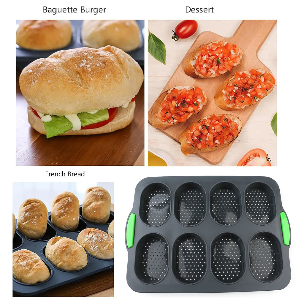 Eight-Cavity Silicone Bread Roll Mold