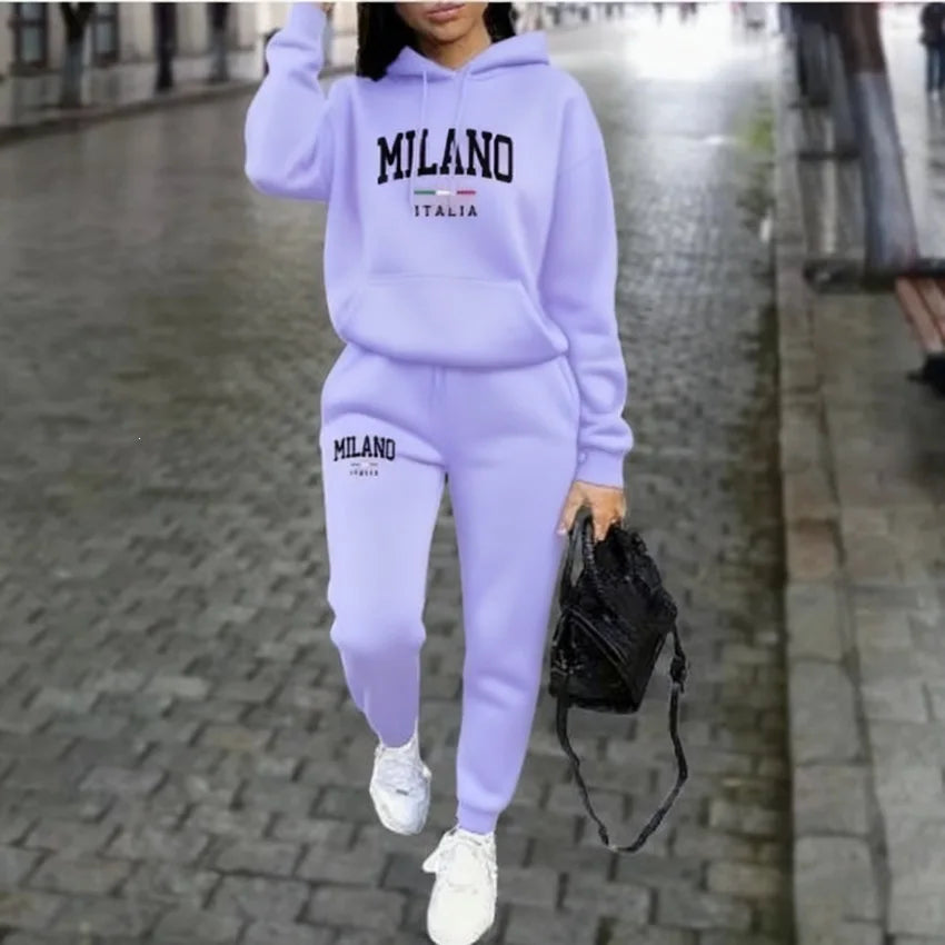Women's Milano Letter-Print Top and Wide-Leg Pants Set