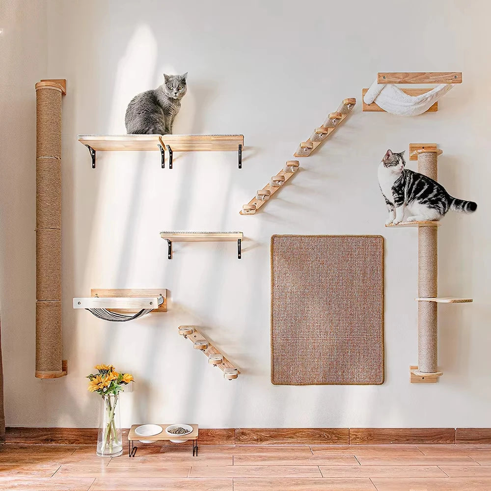 Wall-Mounted Four-Step Cat Climbing Shelf
