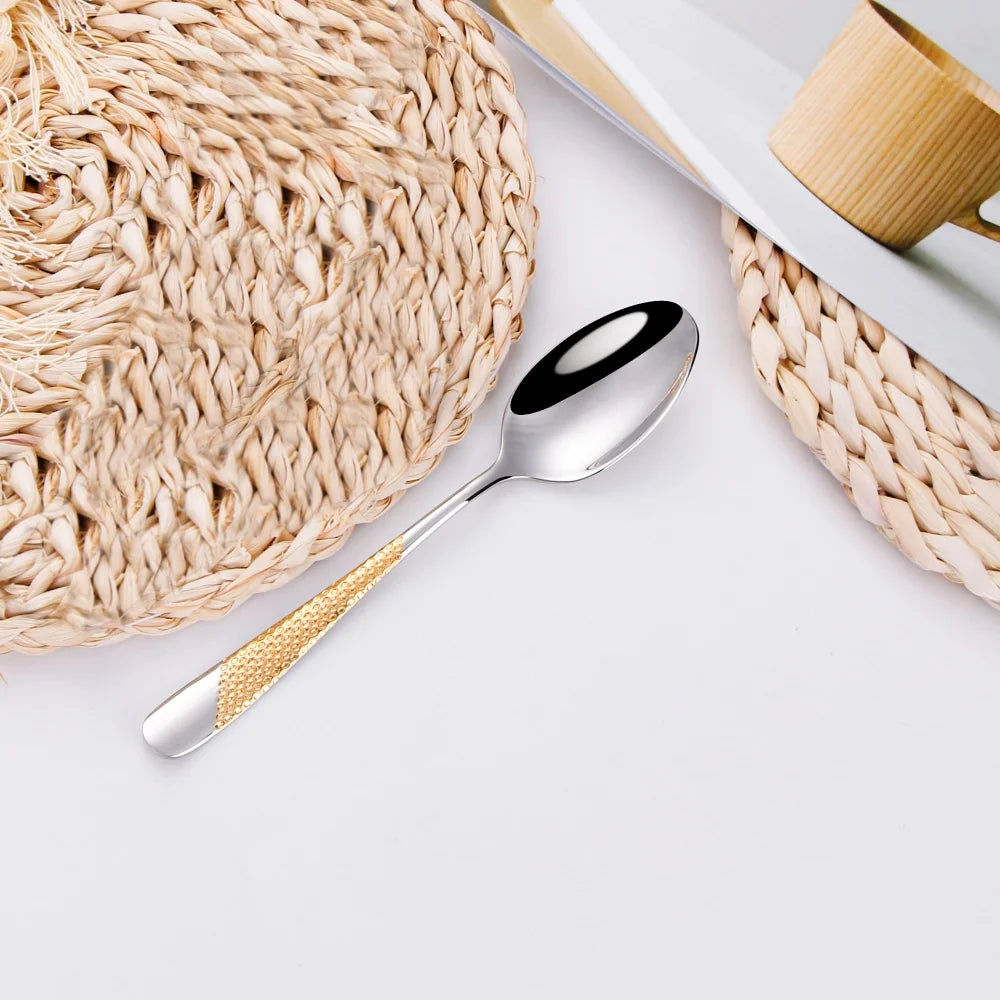 Hammered-Handle Stainless Steel Dinner Spoons