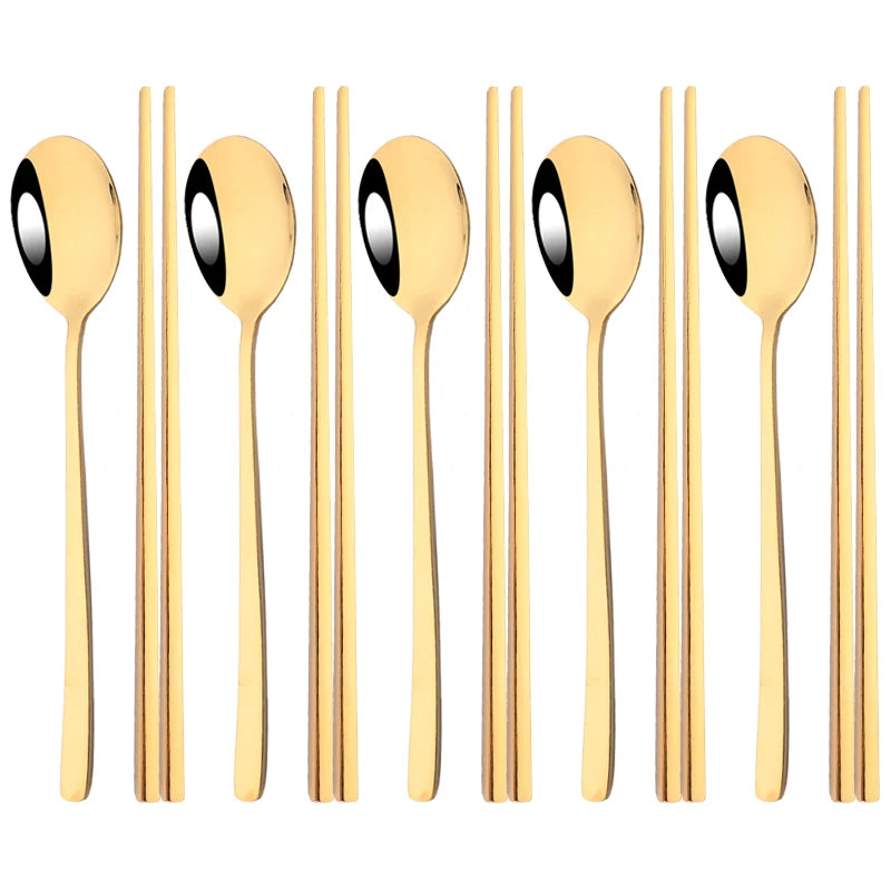 PINKTEN Spoons and Chopsticks — 10 Pieces