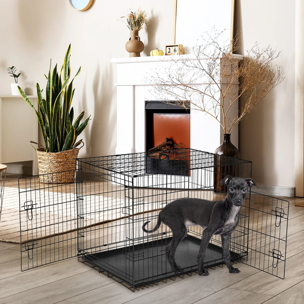 JHK 48" Double-Door Folding Wire Dog Crate