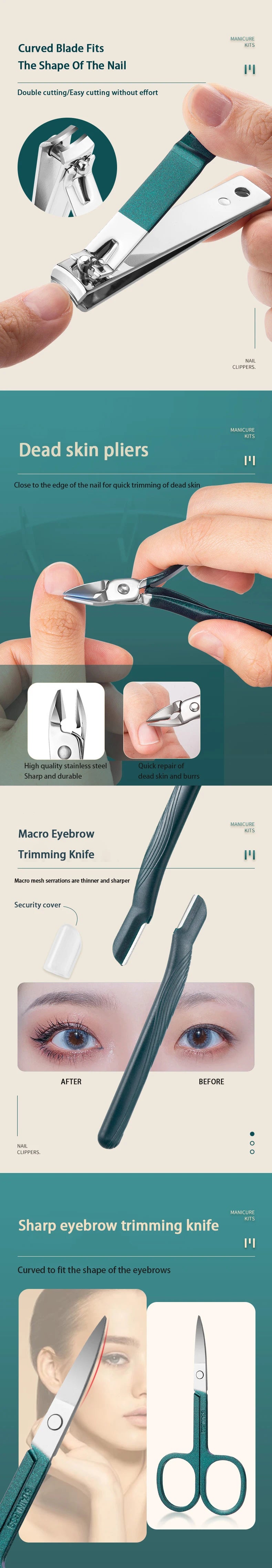 Stainless Steel Manicure & Pedicure Kit with Case