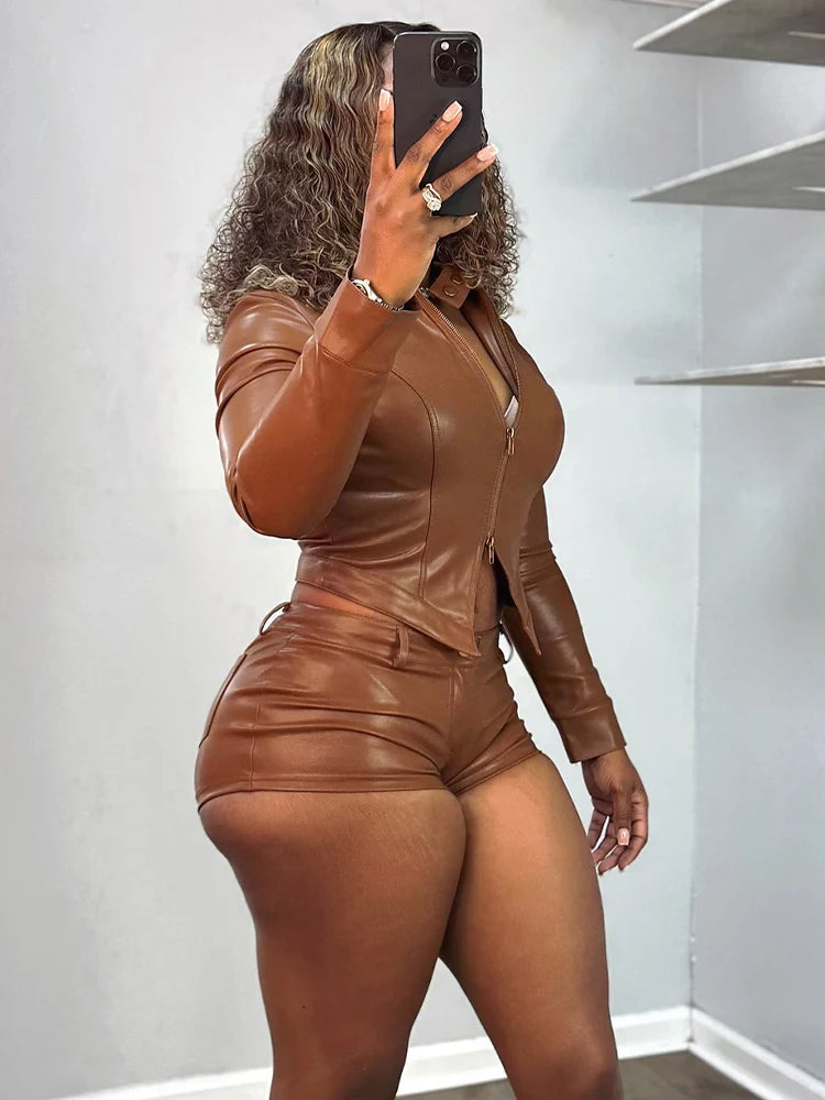 Women's Stand-Collar Jacket and Bike Shorts Set