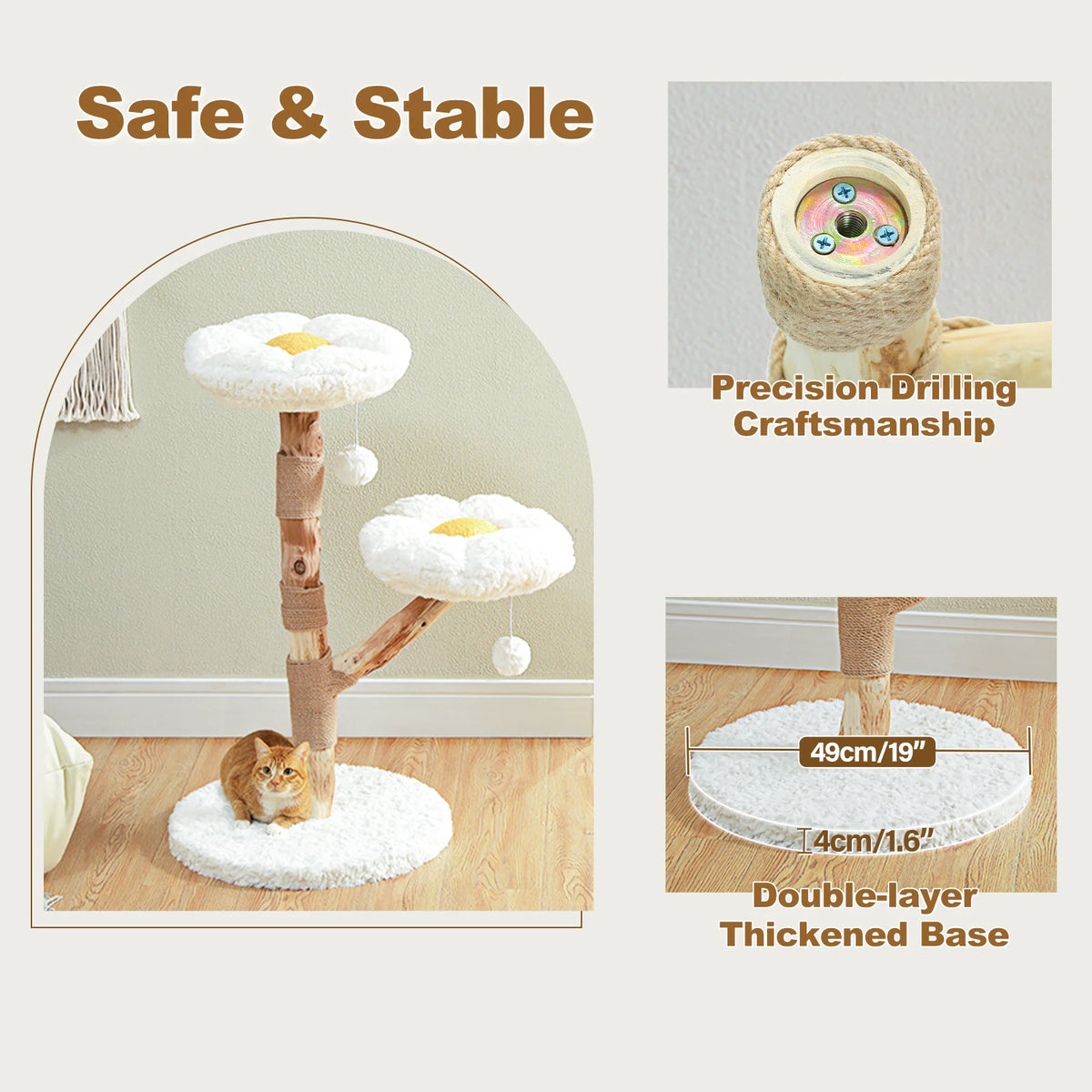 92cm Flower Cat Tree with Two Perches