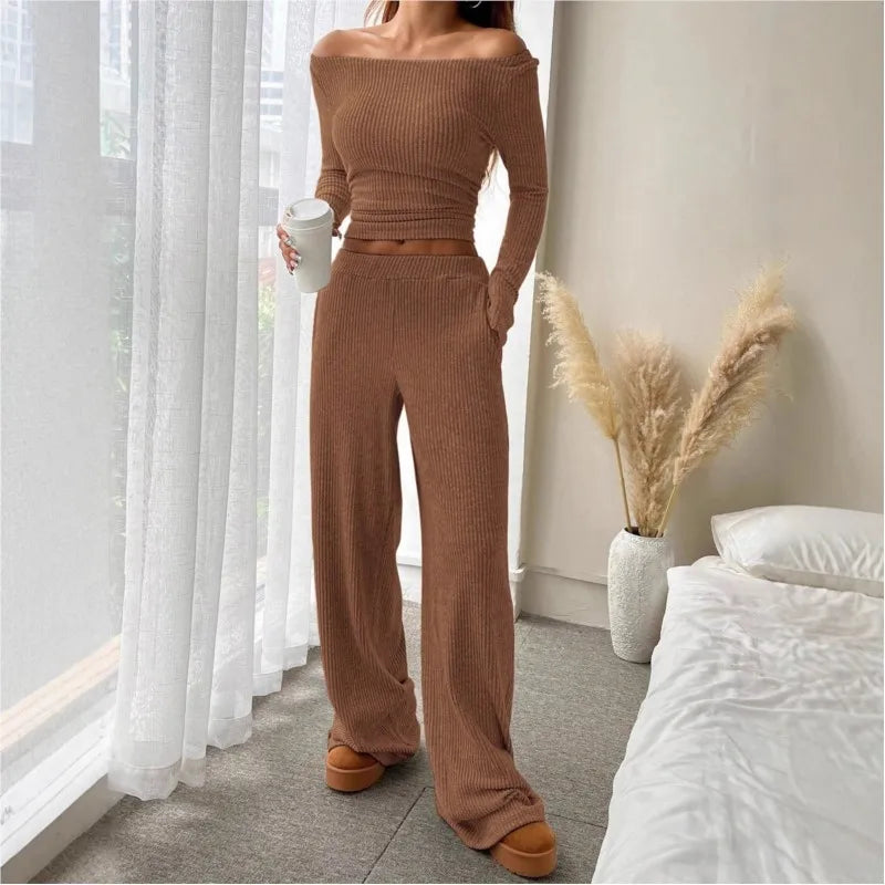 Solid Pullover Top & Pants Set
